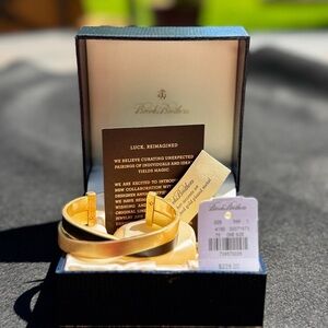 Brooks Brothers 12K Gold Plated Brushed Cuff Bracelet Heritage Luxe Minimal Icon